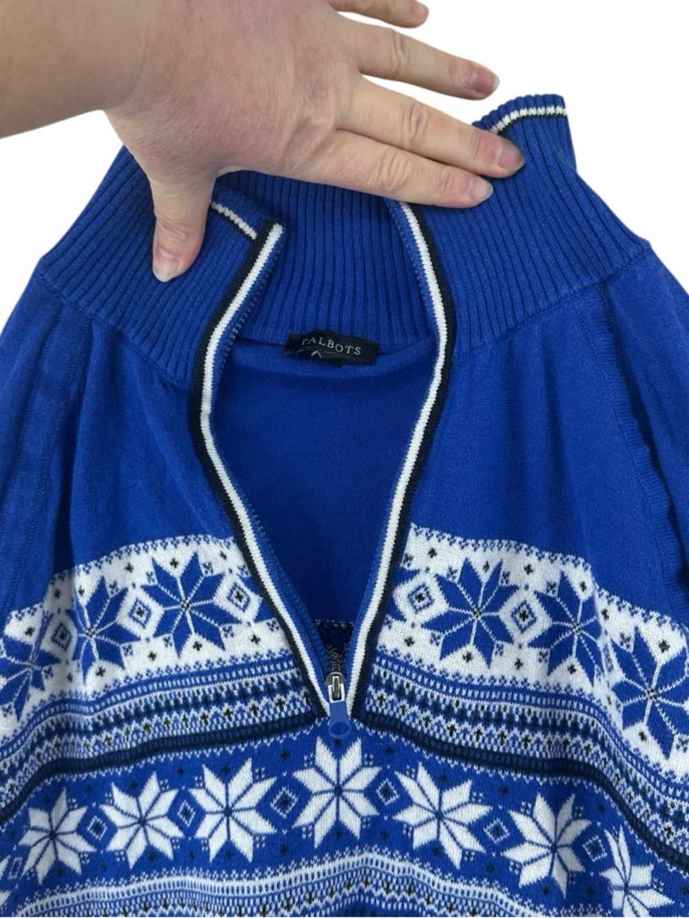 Talbots Nordic Quarter Zip Long Sleeve Sweater Wool Cotton Blend Women’s sz M - Picture 4 of 9